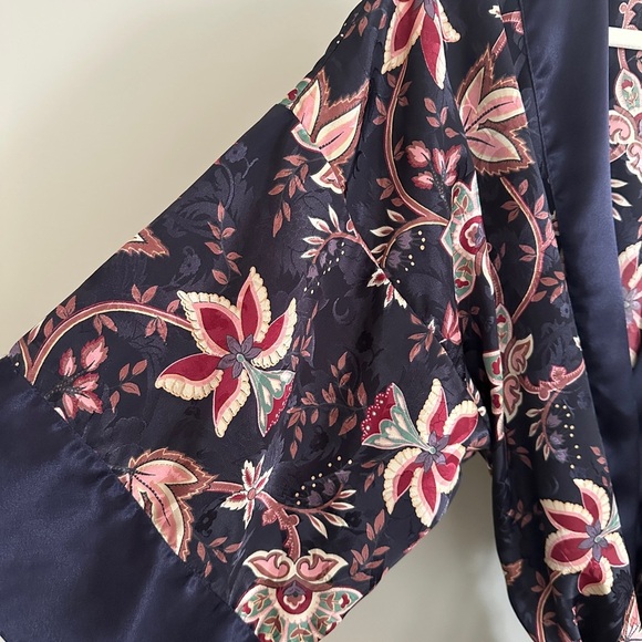 Victoria's Secret Deep Purple Floral Brocade Kimono Robe Belt Vintage Gold Label - Picture 9 of 14